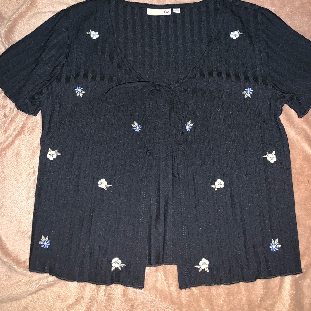Black Embroidered Floral Cape- Pairs with Tank Top, bundle for discount!